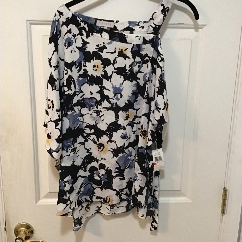 1 STATE FLORAL COLD SHOULDER TOP W TIE XS NWT